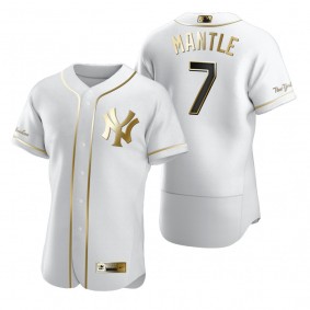New York Yankees Mickey Mantle Nike White Authentic Golden Edition Jersey