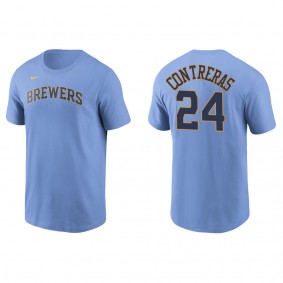 William Contreras Men's Milwaukee Brewers Christian Yelich Nike Light Blue Name & Number T-Shirt