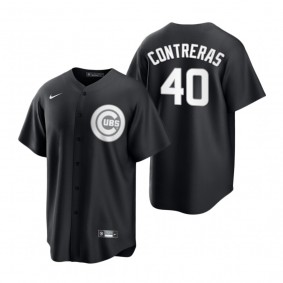 Chicago Cubs Willson Contreras Nike Black White 2021 All Black Fashion Replica Jersey