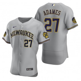 Men's Milwaukee Brewers Willy Adames Nike Gray Authentic Road Jersey
