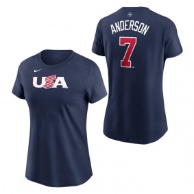 Women's USA Baseball Tim Anderson Nike Navy 2023 World Baseball Classic Name & Number T-Shirt