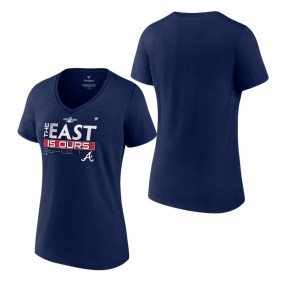 Women's Atlanta Braves Navy 2022 NL East Division Champions Locker Room Plus Size V-Neck T-Shirt