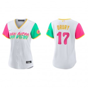 Womeen's San Diego Padres Brandon Drury White 2022 City Connect Replica Jersey