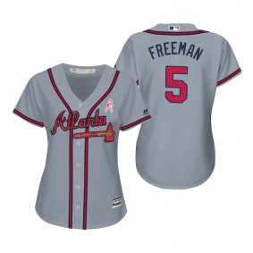 Freddie Freeman Atlanta Braves #5 Gray 2019 Mother's Day Cool Base Jersey Women's