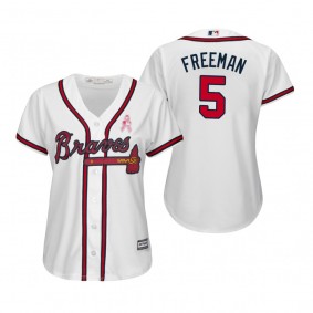 Freddie Freeman Atlanta Braves #5 White 2019 Mother's Day Cool Base Jersey Women's