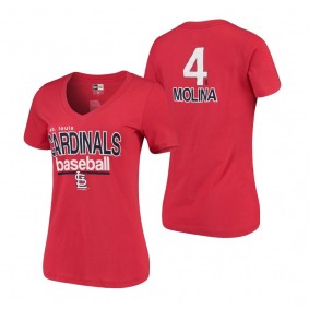 St. Louis Cardinals Yadier Molina Red V-Neck Baby Jersey Flipped T-Shirt