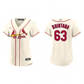 Womeen's St. Louis Cardinals Jose Quintana Cream Replica Jersey