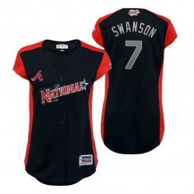 Women's National League Dansby Swanson Navy 2019 MLB All-Star Game Workout Jersey