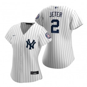 Women's New York Yankees Derek Jeter Nike White Navy 2020 Hall of Fame Induction Replica Jersey