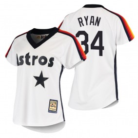 Women's Houston Astros Nolan Ryan White Cooperstown Collection Home Jersey