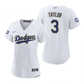 Women's Dodgers Chris Taylor White Gold 2021 Gold Program Replica Jersey