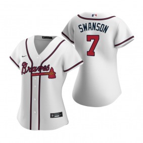 Women's Atlanta Braves Dansby Swanson White Replica Jersey