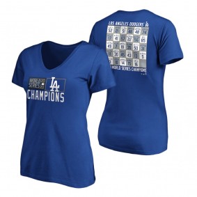 Women's Los Angeles Dodgers Royal 2020 World Series Champions Jersey Roster T-Shirt