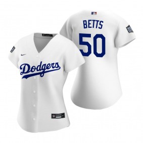 Women's Los Angeles Dodgers Mookie Betts White 2020 World Series Replica Jersey