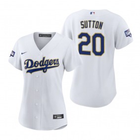 Women's Dodgers Don Sutton White Gold 2021 Gold Program Replica Jersey