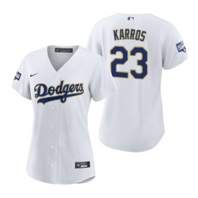 Women's Dodgers Eric Karros White Gold 2021 Gold Program Replica Jersey