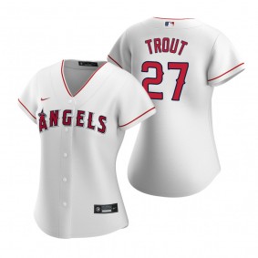 Women's Los Angeles Angels Mike Trout White Replica Home Jersey