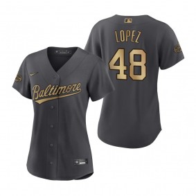 Women's Baltimore Orioles Jorge Lopez Charcoal 2022 MLB All-Star Game Replica Jersey