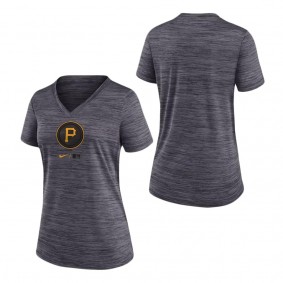 Women's Pittsburgh Pirates Black 2023 City Connect Velocity Practice Performance V-Neck T-Shirt