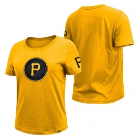 Women's Pittsburgh Pirates Gold 2023 City Connect Cap Logo T-Shirt