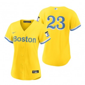 Women's Boston Red Sox Luis Tiant Gold Light Blue 2021 City Connect Replica Jersey