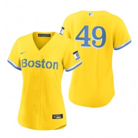 Women's Boston Red Sox Tim Wakefield Gold Light Blue 2021 City Connect Replica Jersey