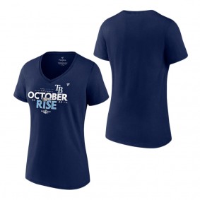 Women's Tampa Bay Rays Navy 2022 Postseason Locker Room V-Neck T-Shirt