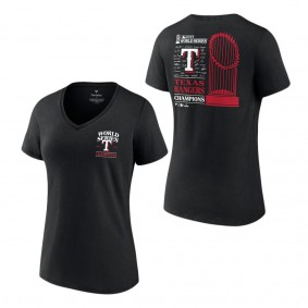 Women's Texas Rangers Fanatics Branded Black 2023 World Series Champions Signature Roster V-Neck T-Shirt