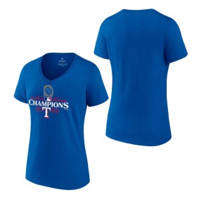 Women's Texas Rangers Fanatics Branded Royal 2023 World Series Champions Official Logo V-Neck T-Shirt