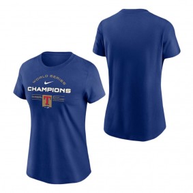 Women's Texas Rangers Nike Royal 2023 World Series Champions Team Logo Lockup T-Shirt