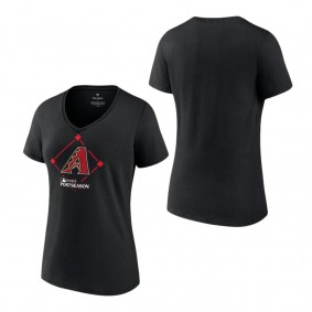 Women's Arizona Diamondbacks Fanatics Branded Black 2023 Postseason Around the Horn V-Neck T-Shirt