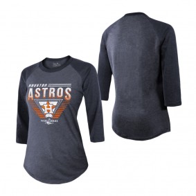Women's Houston Astros Navy 2022 World Series 3 4 Length Raglan Sleeve T-Shirt
