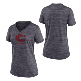 Women's Cincinnati Reds Nike Black 2023 City Connect Velocity Practice Performance V-Neck T-Shirt