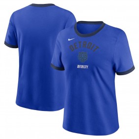 Women's Detroit Tigers Royal 2024 City Connect Ringer Tri-Blend T-Shirt