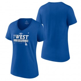 Women's Los Angeles Dodgers Royal 2022 NL West Division Champions Locker Room V-Neck T-Shirt