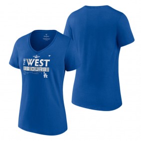 Women's Los Angeles Dodgers Royal 2022 NL West Division Champions Plus Size V-Neck T-Shirt