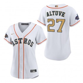 Women's Houston Astros Jose Altuve White Gold 2023 Gold Collection Replica Player Jersey