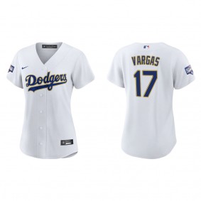 Women's Miguel Vargas Los Angeles Dodgers White Gold Gold Program Replica Jersey