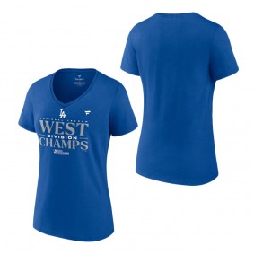 Women's Los Angeles Dodgers Fanatics Branded Royal 2023 NL West Division Champions Locker Room V-Neck T-Shirt