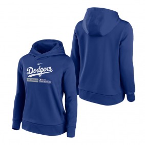 Women's Los Angeles Dodgers Nike Royal 2023 Postseason Authentic Collection Dugout Fleece Pullover Hoodie