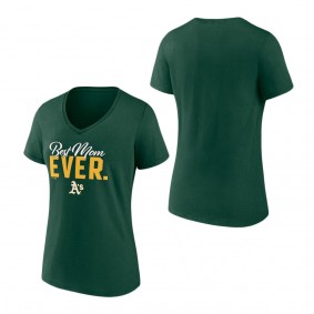 Women's Oakland Athletics Fanatics Branded Green Best Mom Ever V-Neck T-Shirt