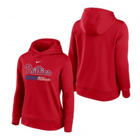Women's Philadelphia Phillies Nike Red 2023 Postseason Authentic Collection Dugout Fleece Pullover Hoodie