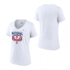 Women's Philadelphia Phillies White 2022 National League Champions Locker Room V-Neck T-Shirt