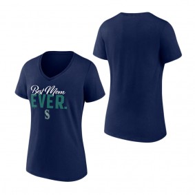 Women's Seattle Mariners Fanatics Branded Navy Best Mom Ever V-Neck T-Shirt