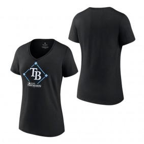 Women's Tampa Bay Rays Fanatics Branded Black 2023 Postseason Around the Horn V-Neck T-Shirt