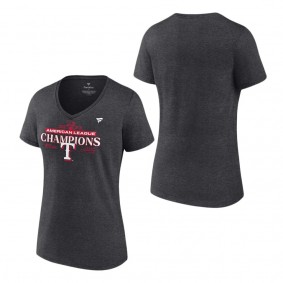 Women's Texas Rangers Fanatics Branded Heather Charcoal 2023 American League Champions Locker Room V-Neck T-Shirt