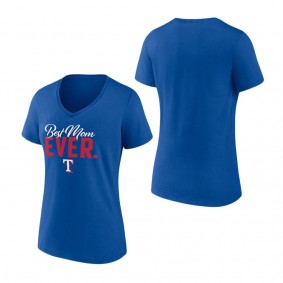 Women's Texas Rangers Fanatics Branded Royal Best Mom Ever V-Neck T-Shirt