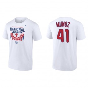 Yairo Munoz Philadelphia Phillies White 2022 National League Champions Locker Room T-Shirt