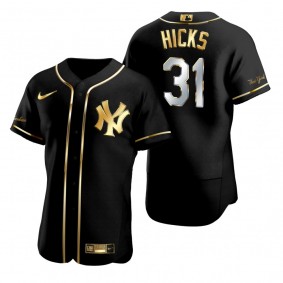 New York Yankees Aaron Hicks Nike Black Golden Edition Authentic Jersey