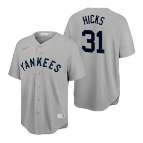 New York Yankees Aaron Hicks Gray Cooperstown Throwback Jersey